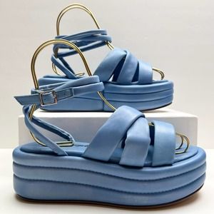 FREE PEOPLE Women's Carnival Cobalt Blue HARPER Flatform Sandals size US 9